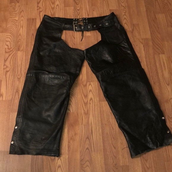 Leather bike chaps- NEW - Picture 2 of 3